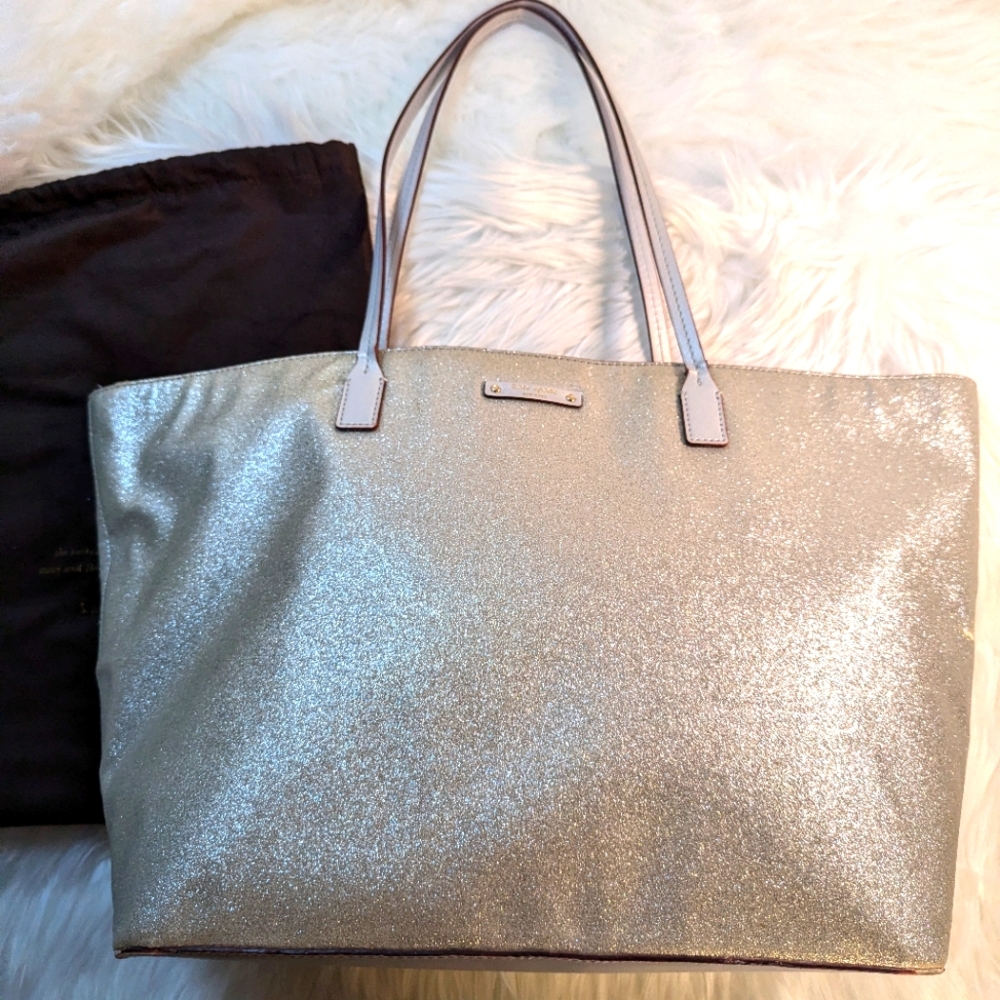 Large Silver Glitter Kate Spade Bag/Tote